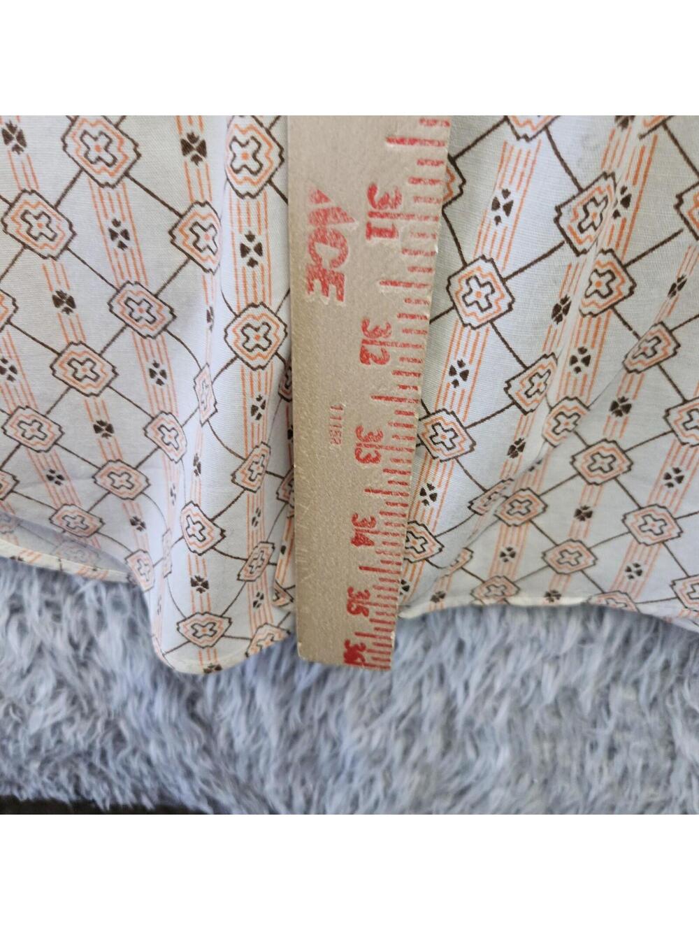 70's Vintage Shirt 17-36 Julliard Orange All Over Print Geometric w/Collar Stays - Picture 13 of 15